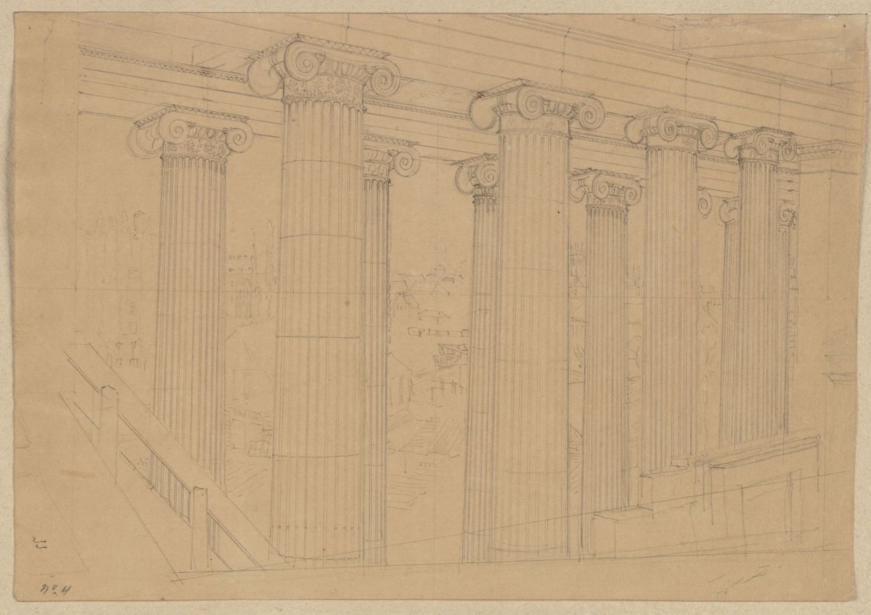 Berlin. Altes Museum am Lustgarten. Ausblick aus der Halle während des Baus von Karl Friedrich Schinkel