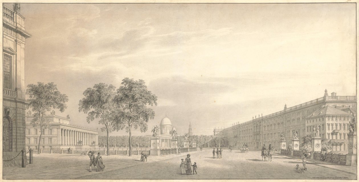 Berlin, Unter den Linden. Ansicht des Lustgartens mit Schlossbrücke, Altem Museum, Dom und Schloss von Karl Friedrich Schinkel