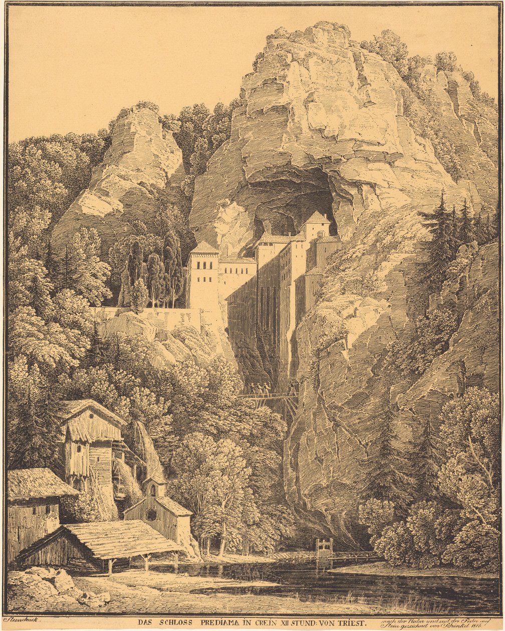 Das Schloss Predjama in Krain, zwölf Stunden von Triest von Karl Friedrich Schinkel