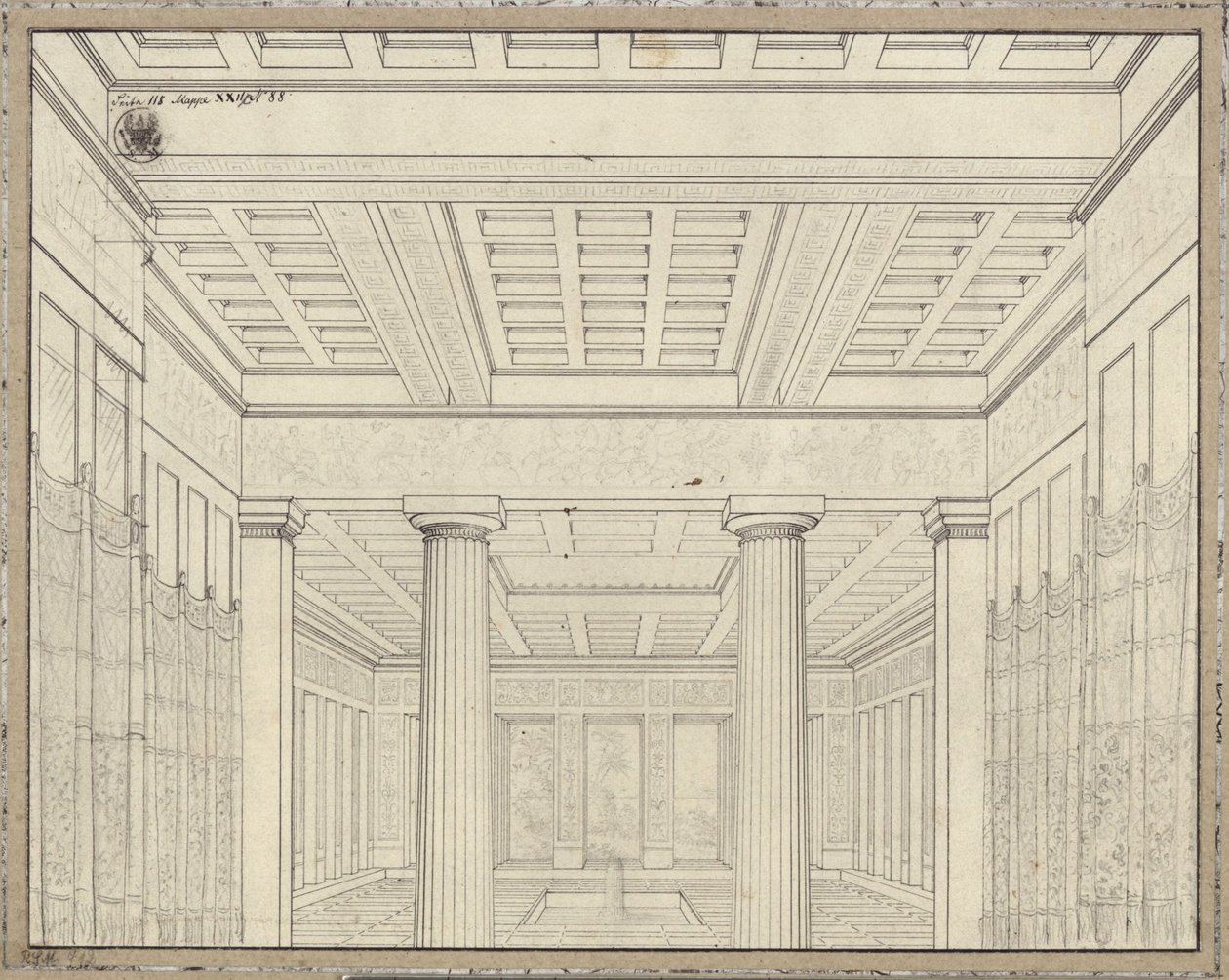 Dido. Oper von Bernhard Klein. Entwurf zur 3. Dekoration. Gemach im Palast von Karl Friedrich Schinkel