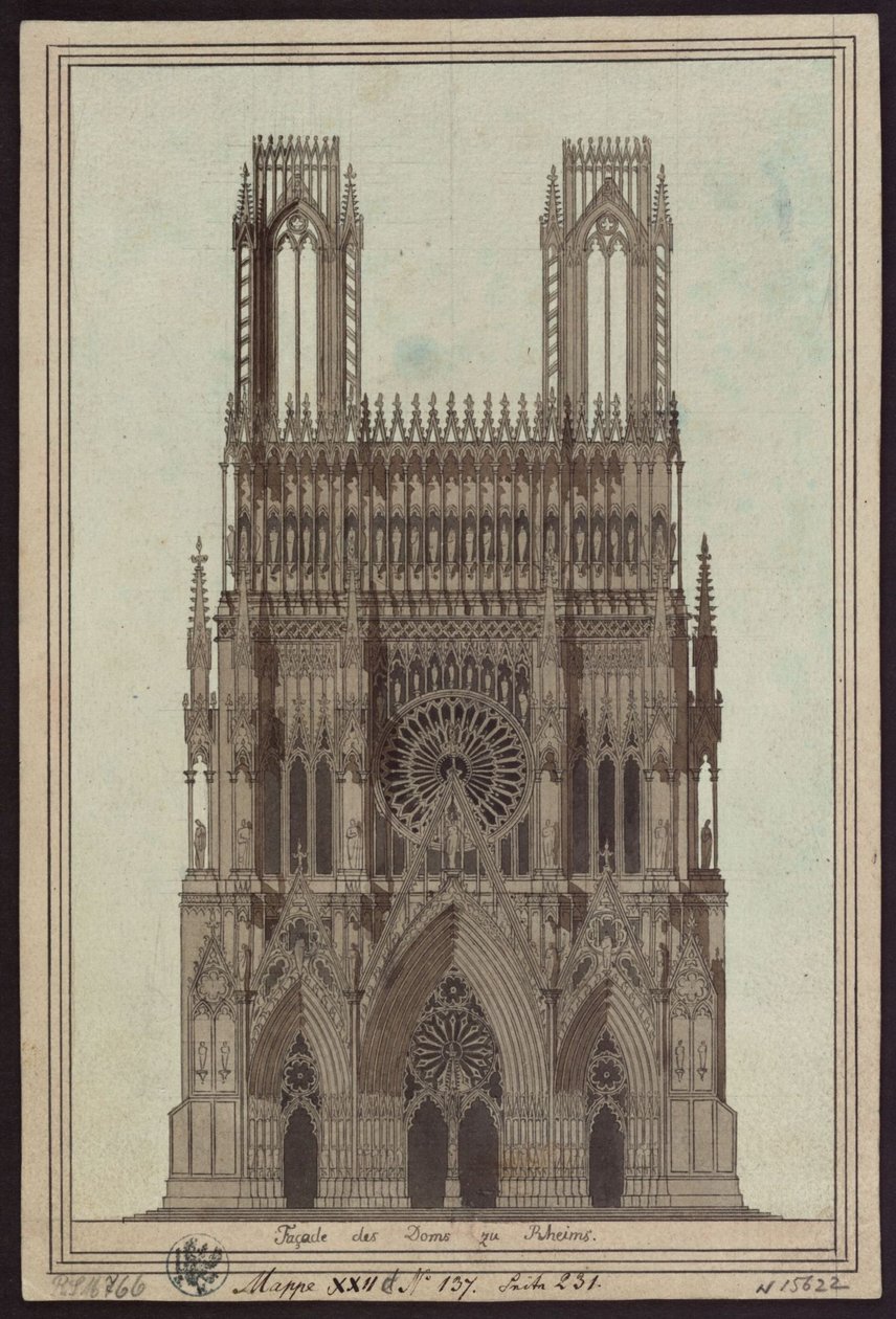 Fassade der Kathedrale von Reims von Karl Friedrich Schinkel