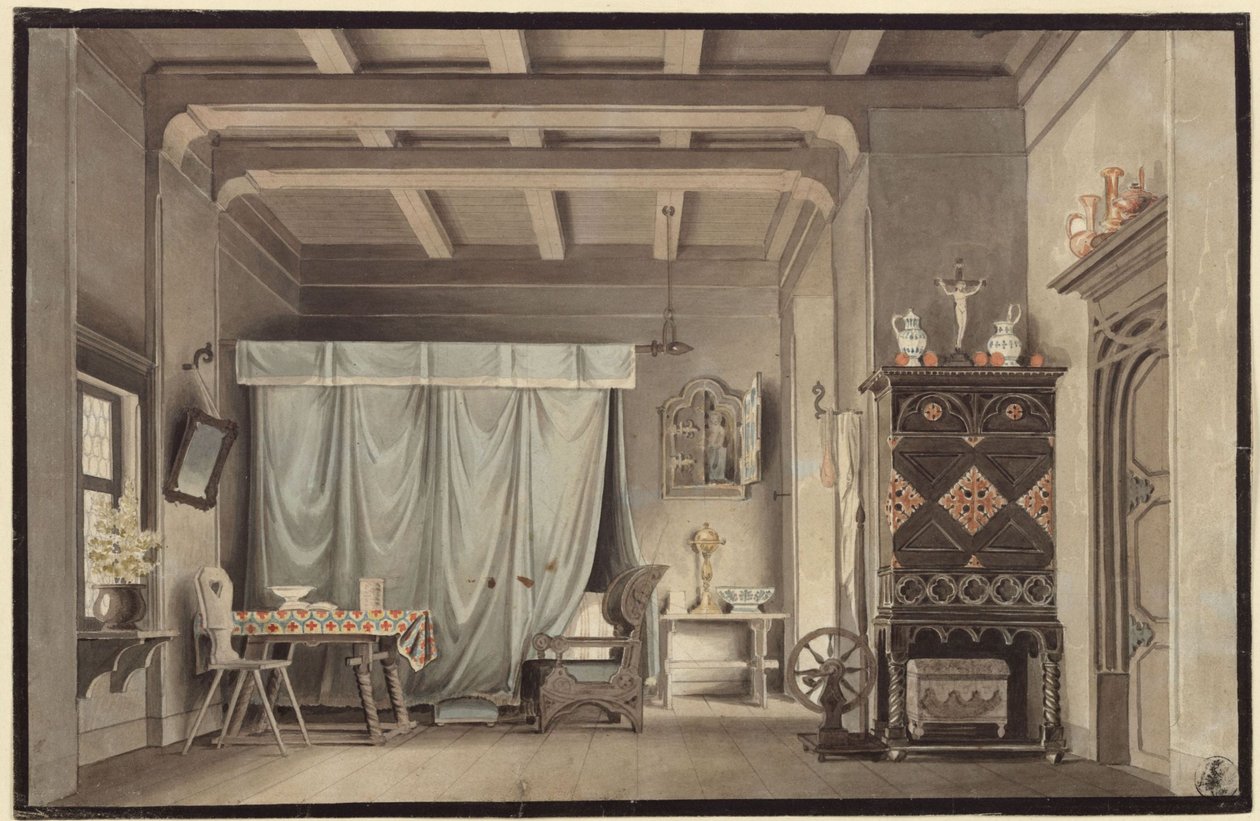 Faust. Drama von Johann Wolfgang von Goethe. Entwurf zu einer Dekoration. Gretchens Zimmer von Karl Friedrich Schinkel