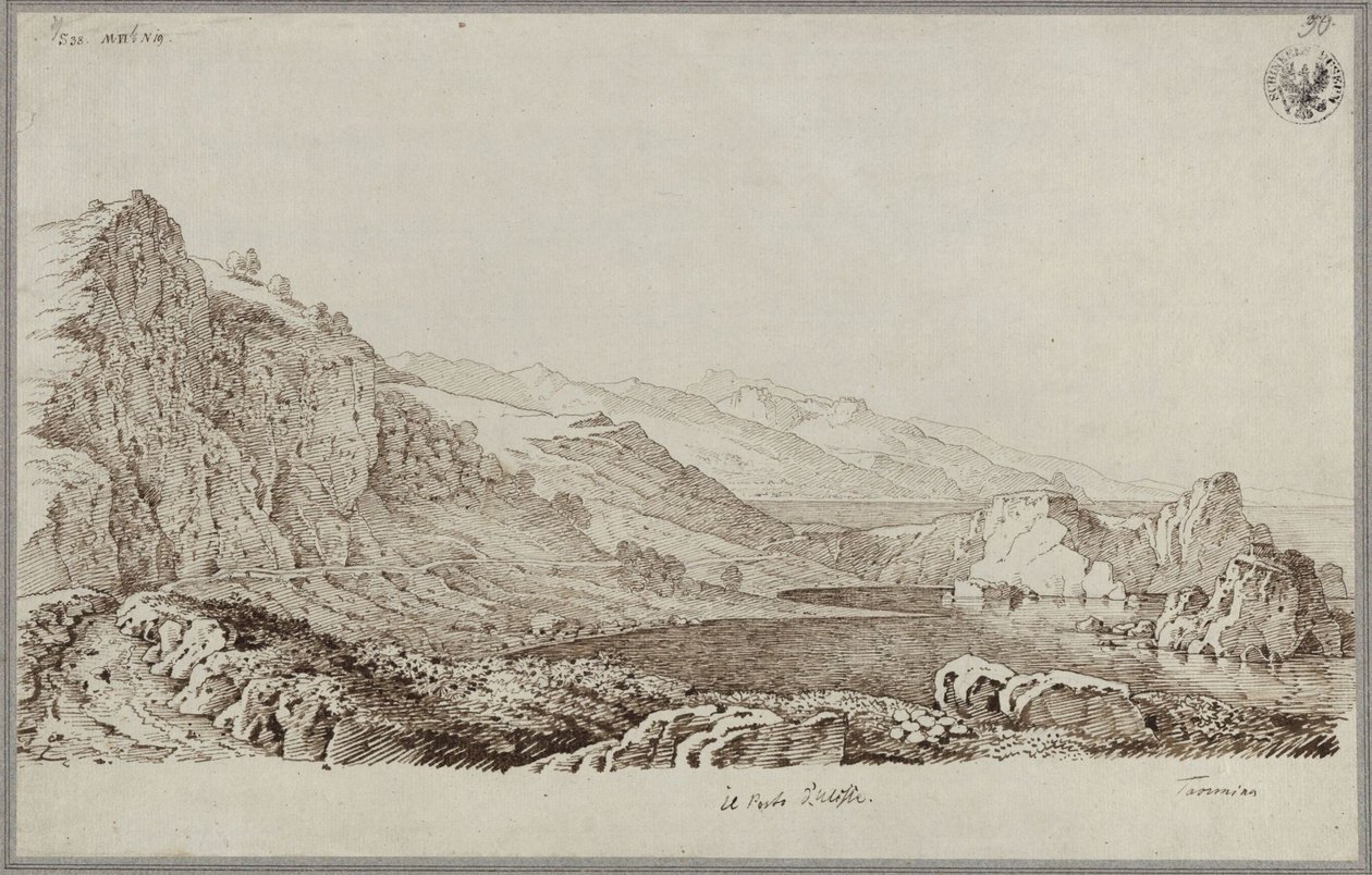 Hafen des Ulisses bei Taormina / Landschaft bei Taormina von Karl Friedrich Schinkel