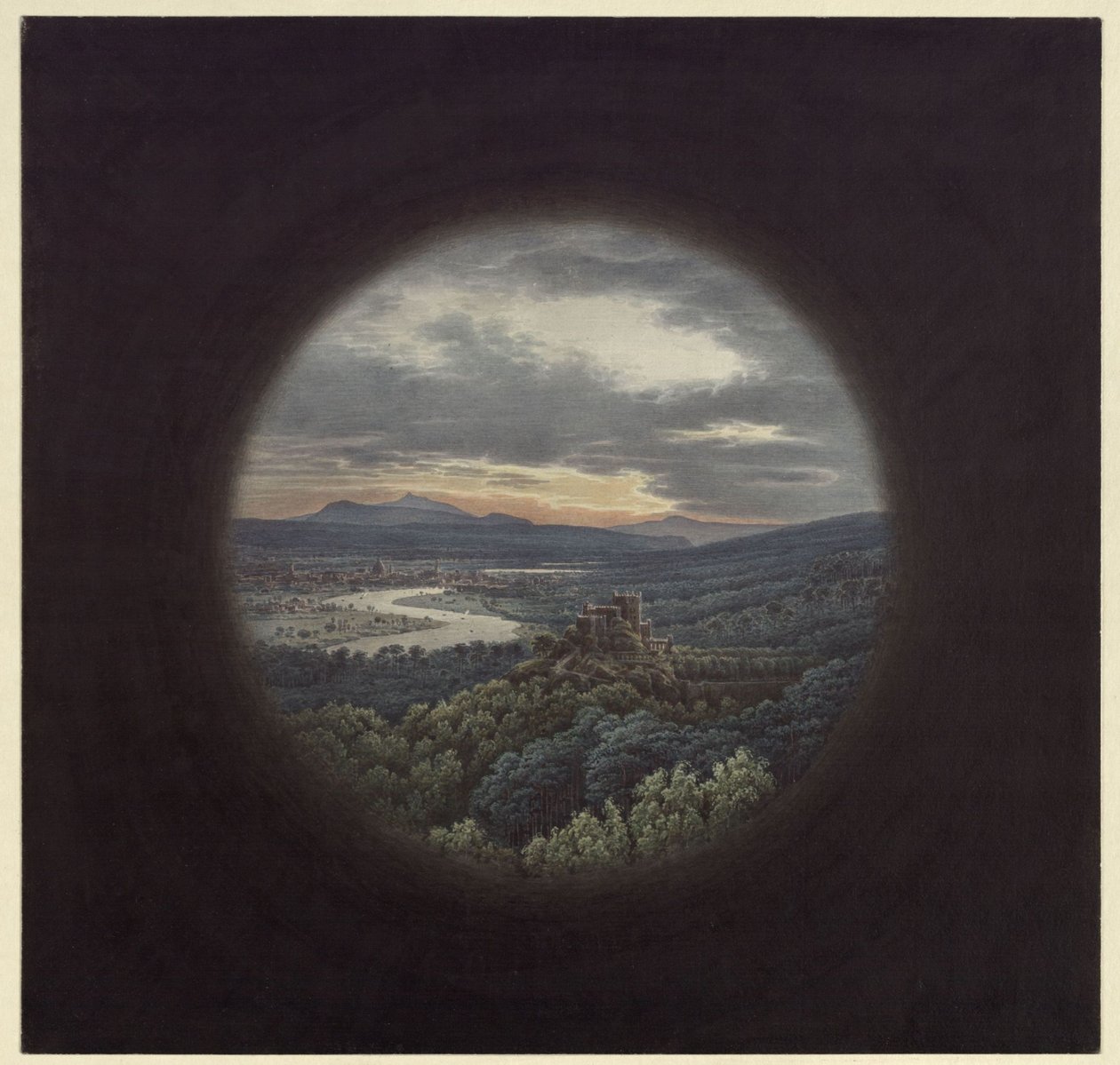 Ideallandschaft mit Stadt an einem Fluss / Ansicht von Dresden von Karl Friedrich Schinkel