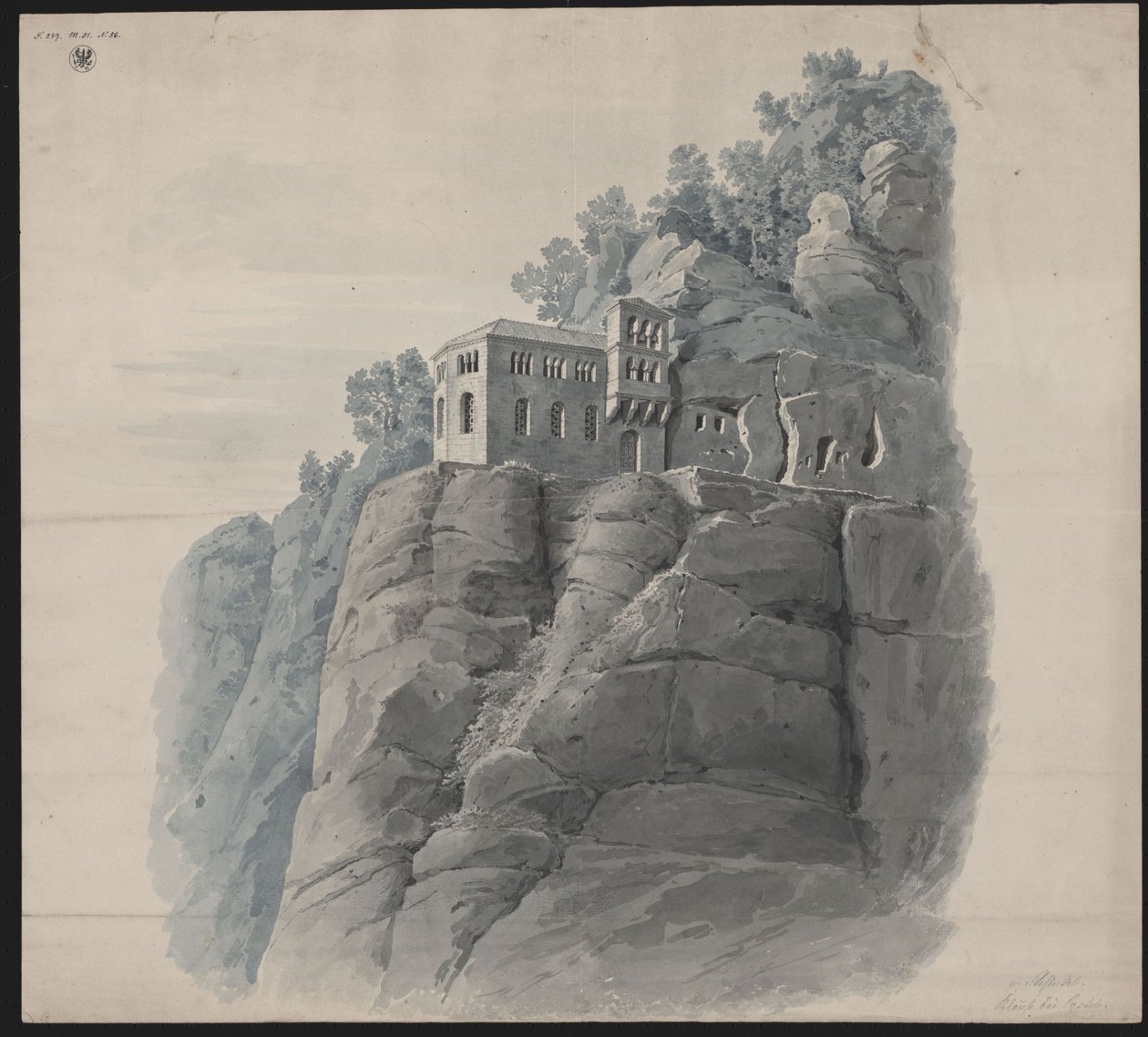 Kastel bei Saarburg. Klause. Perspektivische Ansicht von Karl Friedrich Schinkel