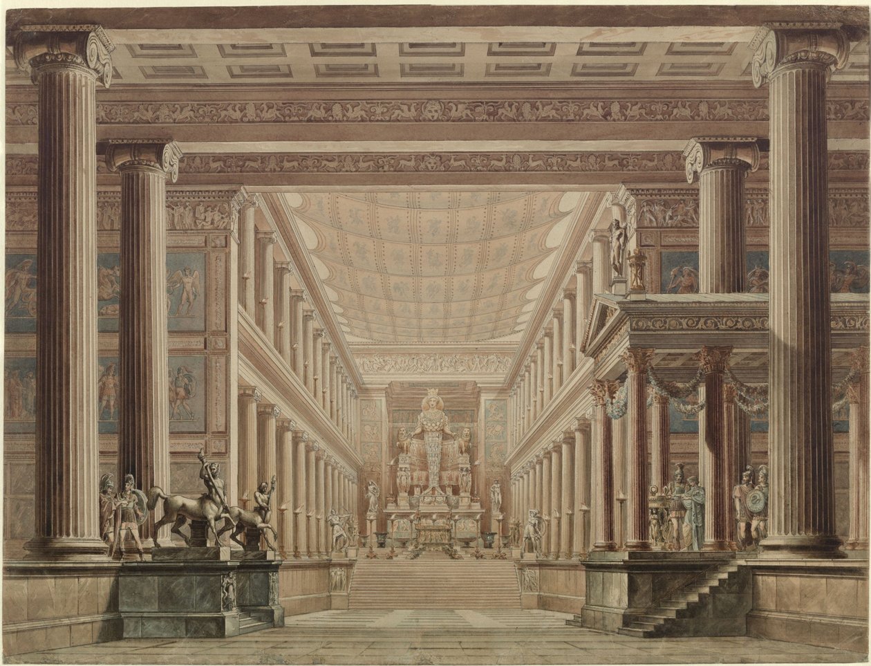 Olimpia. Oper von Gaspare Spontini. Entwurf zur 2. Dekoration. Inneres des Tempels der Diana von Karl Friedrich Schinkel
