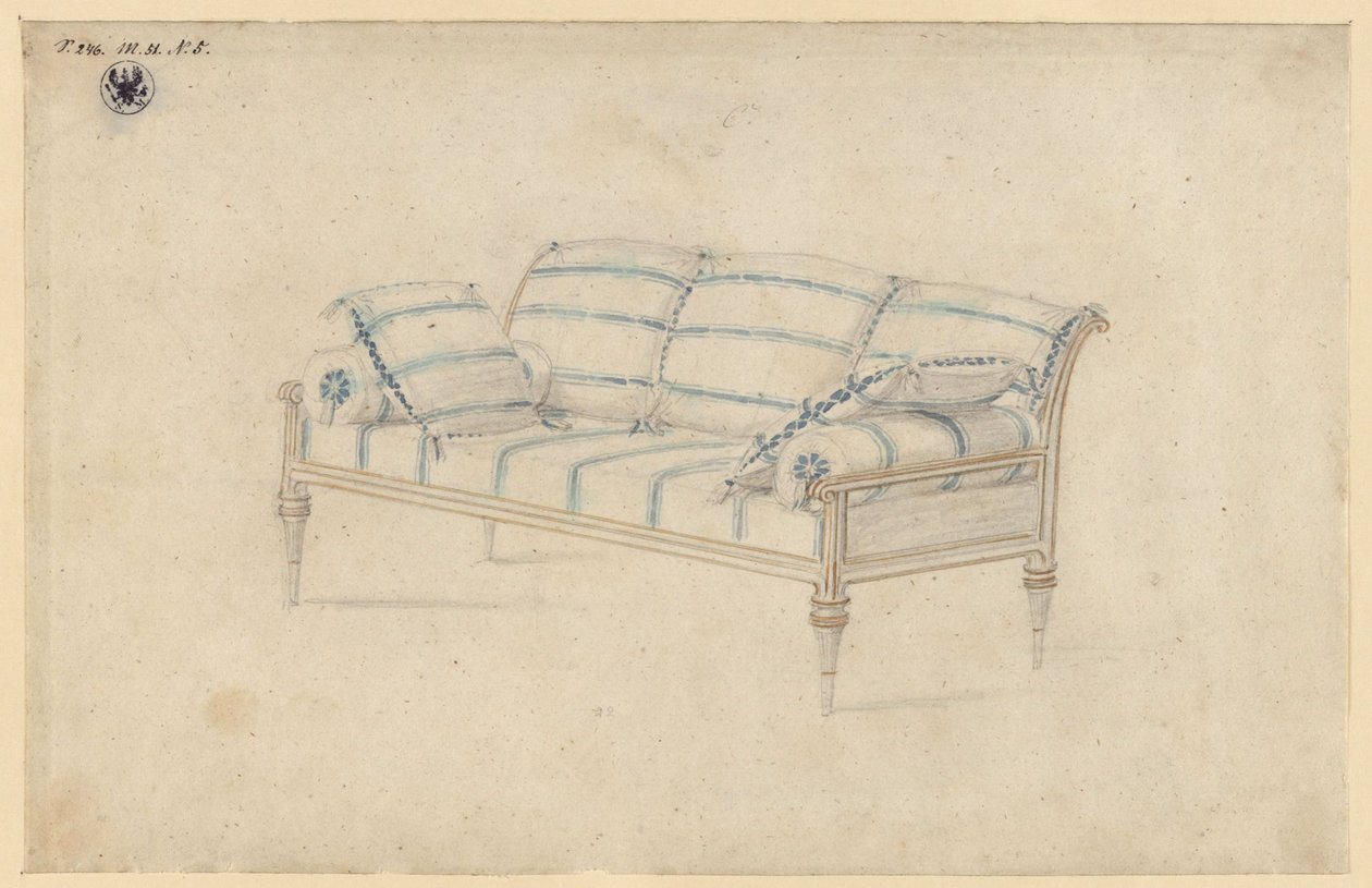 Potsdam-Sanssouci. Schloss Charlottenhof. Sofa von Karl Friedrich Schinkel