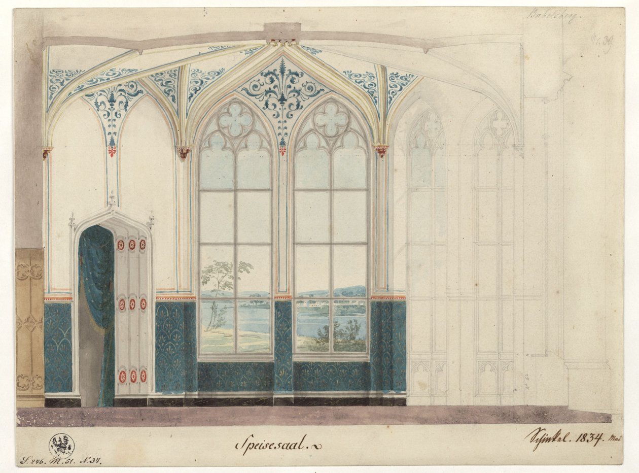 Potsdam. Schloss Babelsberg. Speisesaal. Wanddekoration von Karl Friedrich Schinkel