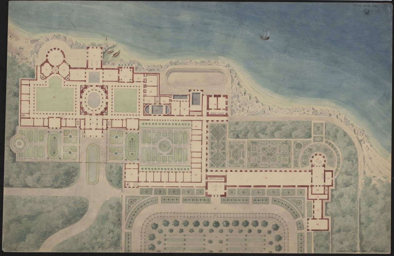 Rekonstruktion der Villa Laurentina nach Plinius von Karl Friedrich Schinkel