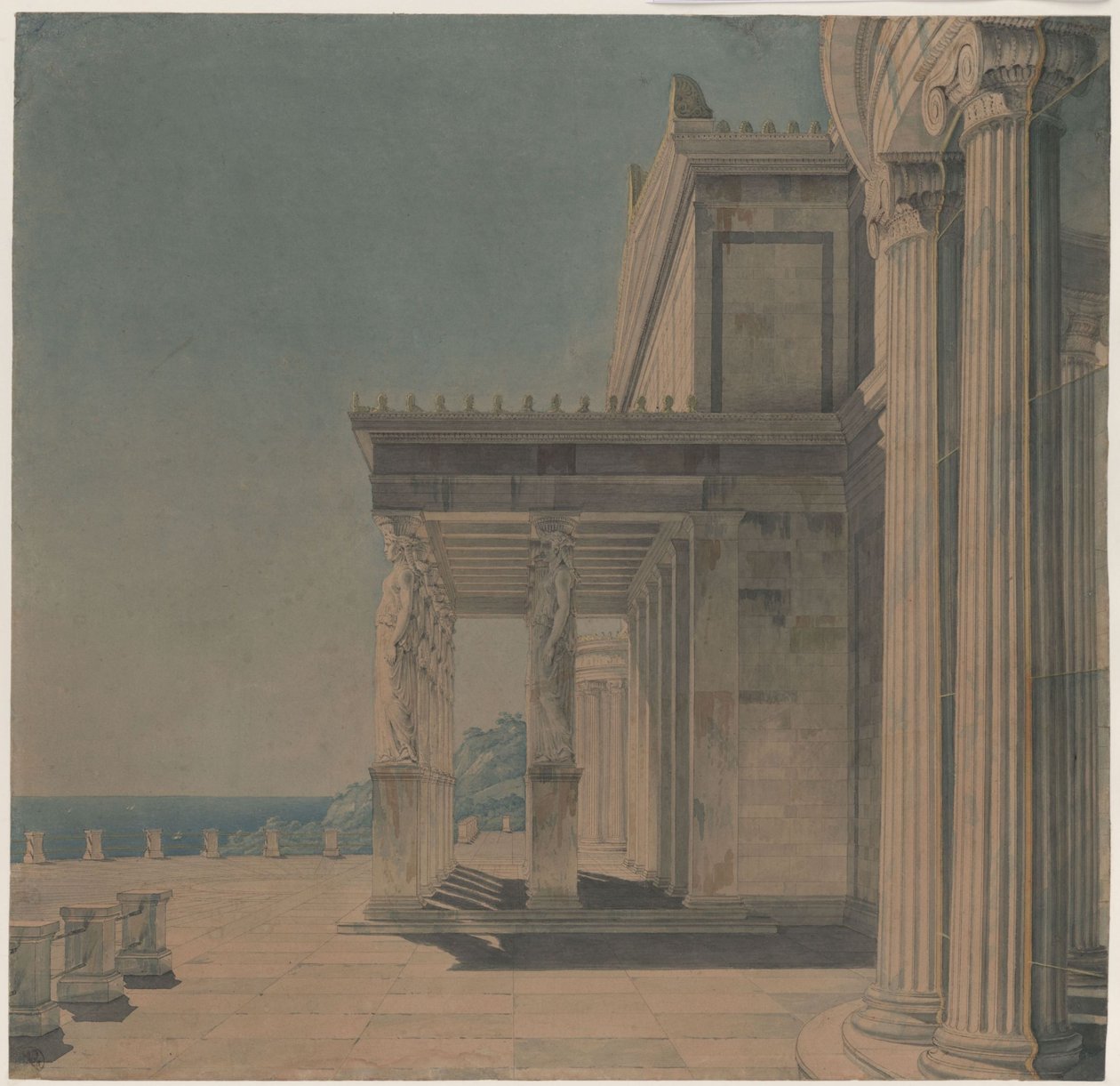 Schloss Orianda auf der Krim. Antikischer Entwurf. Korenhalle von Karl Friedrich Schinkel