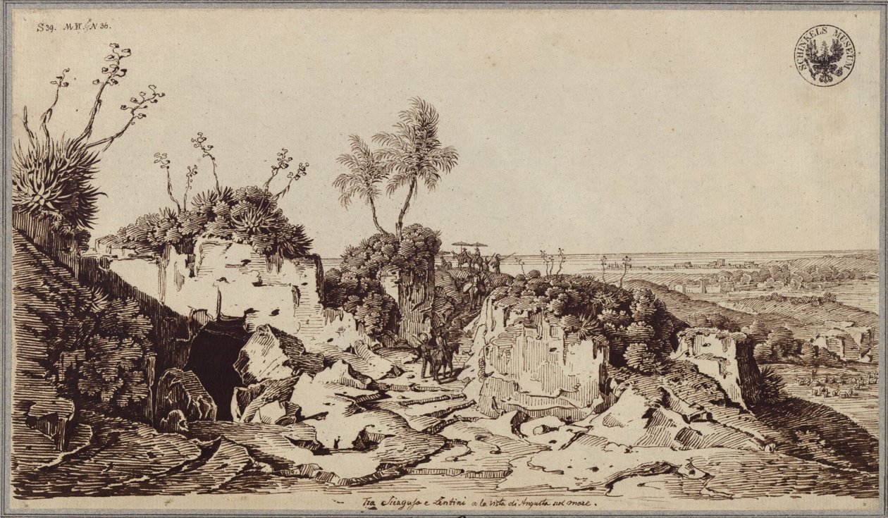 Zwischen Syrakus und Lentini mit Blick auf Augusta und das Meer von Karl Friedrich Schinkel