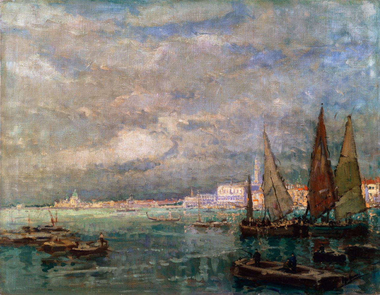 Landschaft mit Booten, spätes 19. oder frühes 20. Jahrhundert von Karl Hagemeister