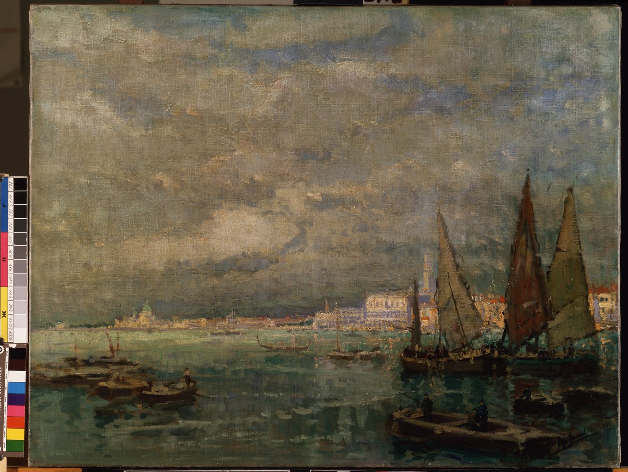 Blick auf Venedig mit Segelbooten von Karl Hagemeister