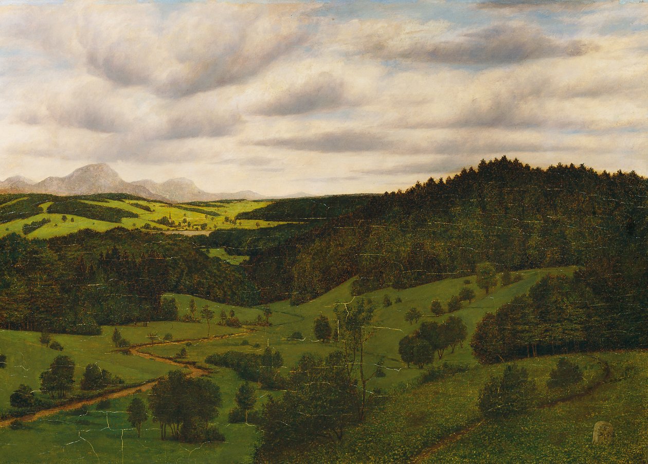 Oberbayrische Landschaft bei Schliersee mit dem Wendelstein von Karl Haider