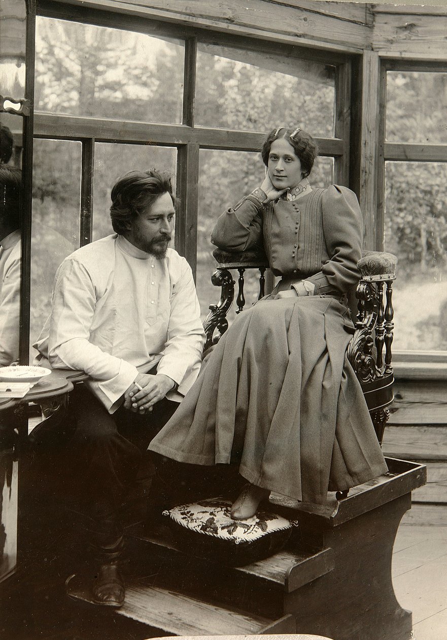 Russischer Autor Leonid Andrejew mit seiner Frau von Karl Karlovich Bulla