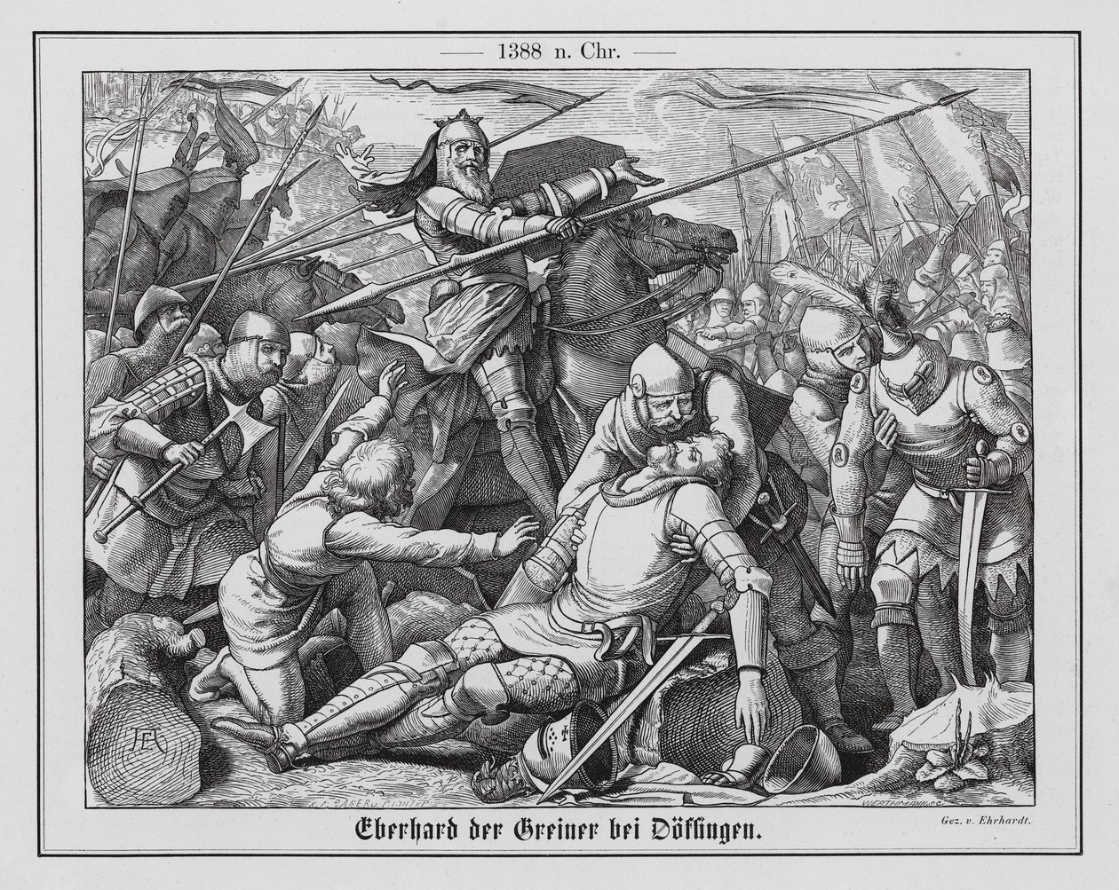 Eberhard II., Graf von Württemberg, in der Schlacht bei Döffingen von Karl Ludwig Adolf Ehrhardt