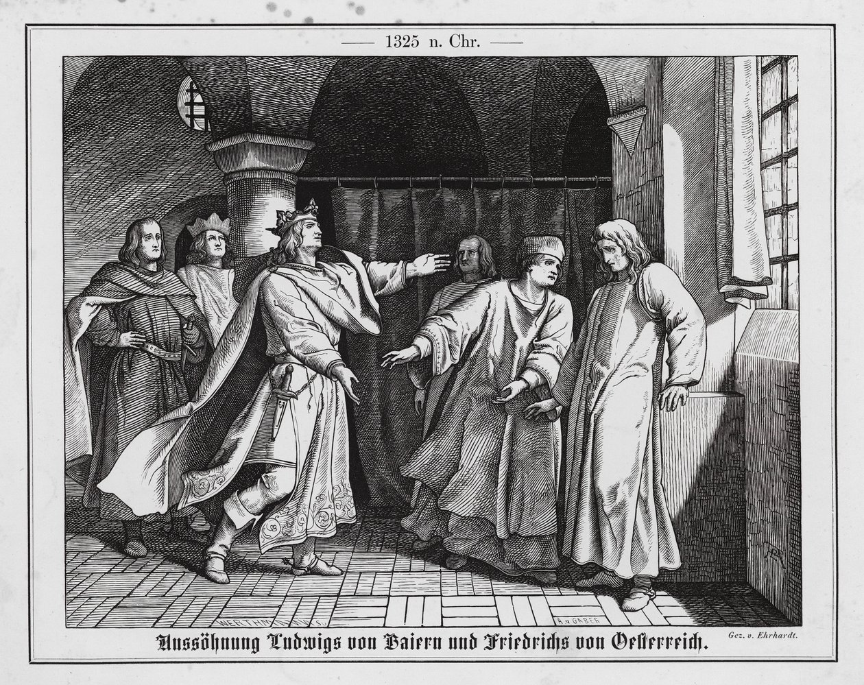 Versöhnung von Ludwig von Wittelsbach und Friedrich von Habsburg von Karl Ludwig Adolf Ehrhardt