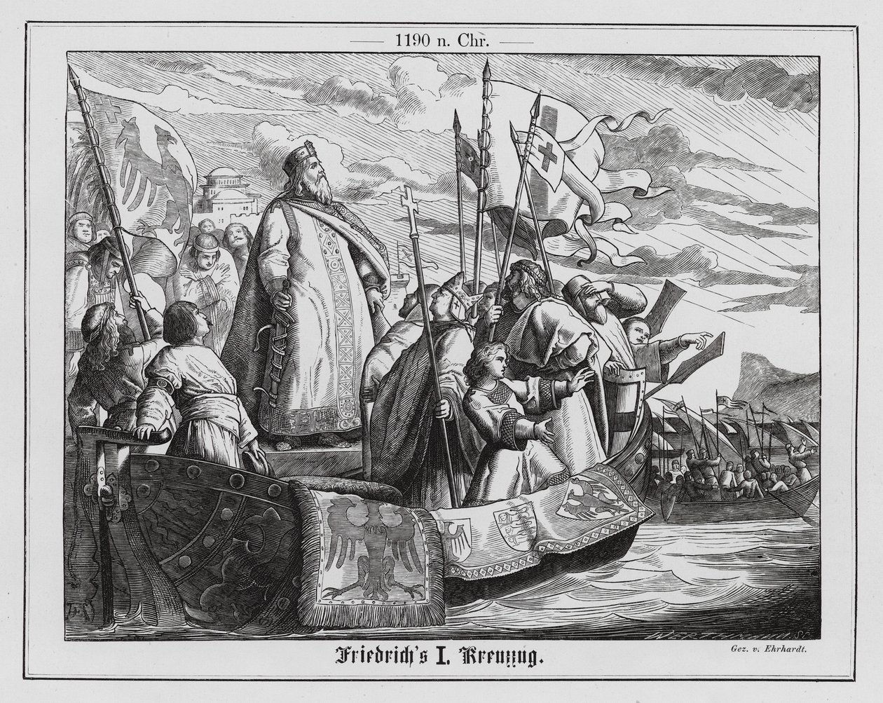 Der Heilige Römische Kaiser Friedrich I. auf dem Dritten Kreuzzug von Karl Ludwig Adolf Ehrhardt