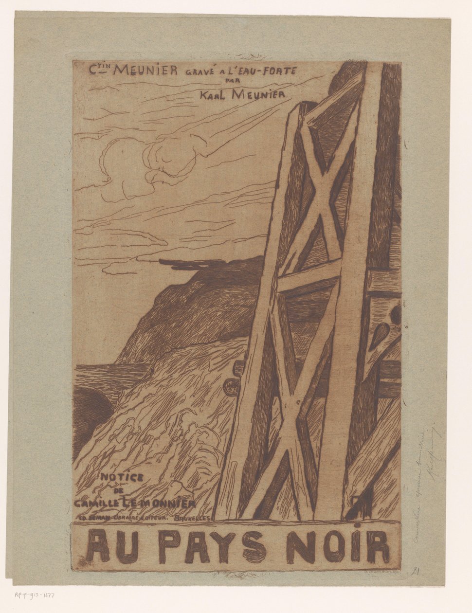 Berglandschaft mit industrieller Konstruktion von Karl Meunier