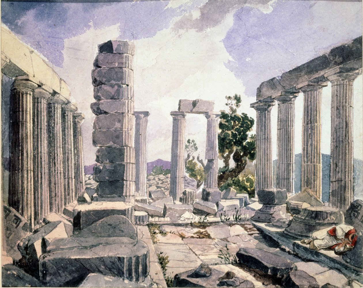 Ansicht des Tempels des Apollon Epikourios in Bassae von Karl Pavlovich Bryullov