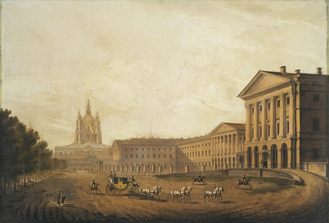 Ansicht des Smolny-Instituts für Edelfräulein in Sankt Petersburg von Karl Petrovich Beggrov