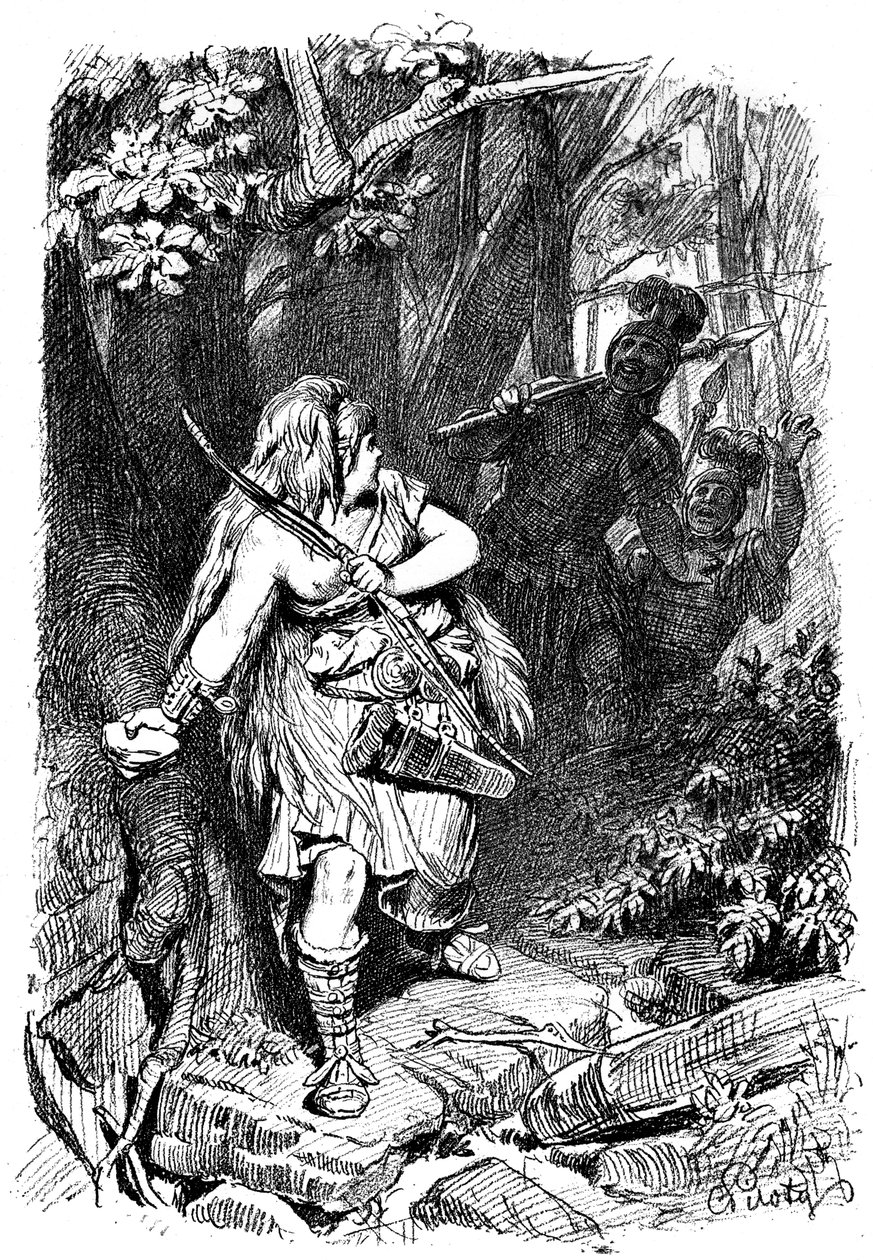 Eine teutonische Jungfrau von Römern verfolgt, um 1880-1882 von Karl Theodor von Piloty