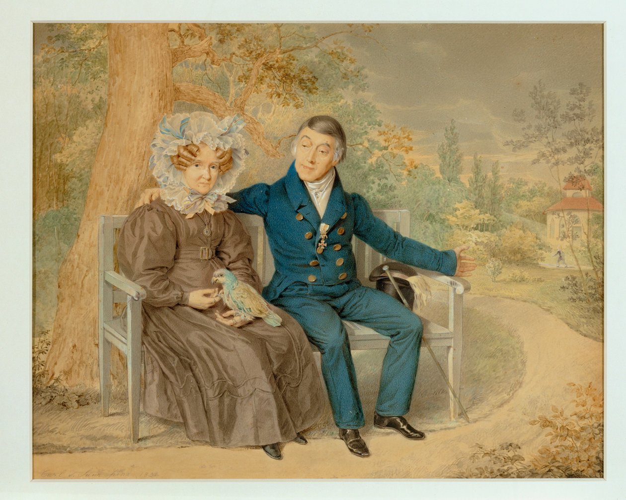 Altes Paar in einem Wiener Garten von Karl von Saar