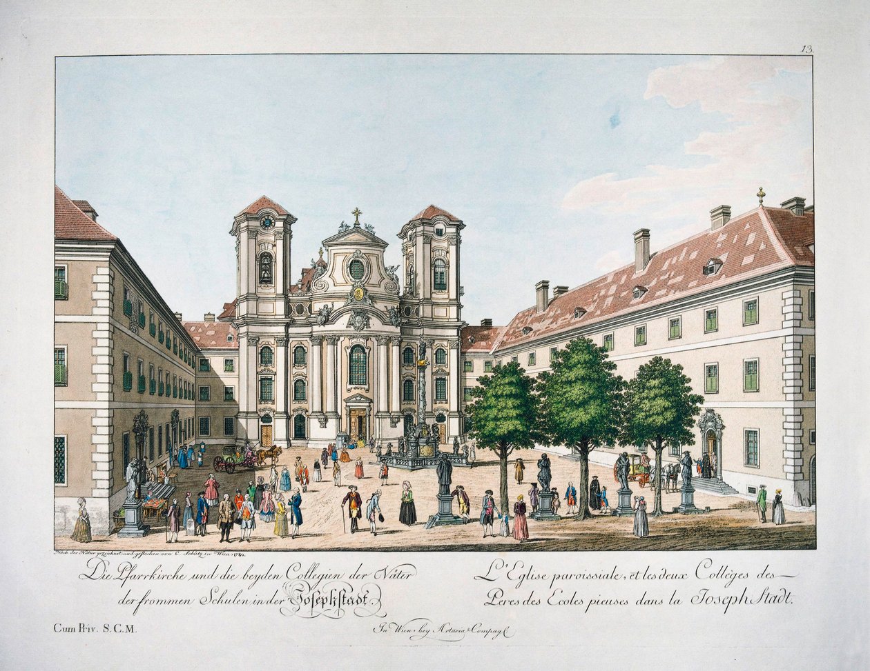 Ansicht des Piaristenplatzes und der Kirche 