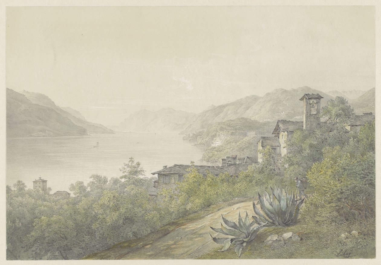 Blick aus dem Park von Bellagio am Comer See von Karoly Lajos Libay