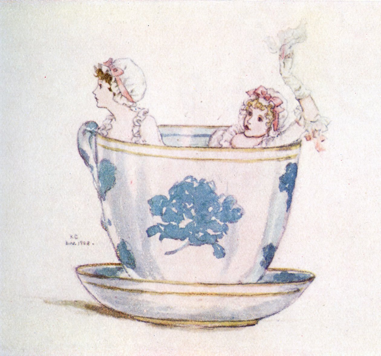 Eine Ruhepause in einer Teetasse von Kate Greenaway von Kate Greenaway