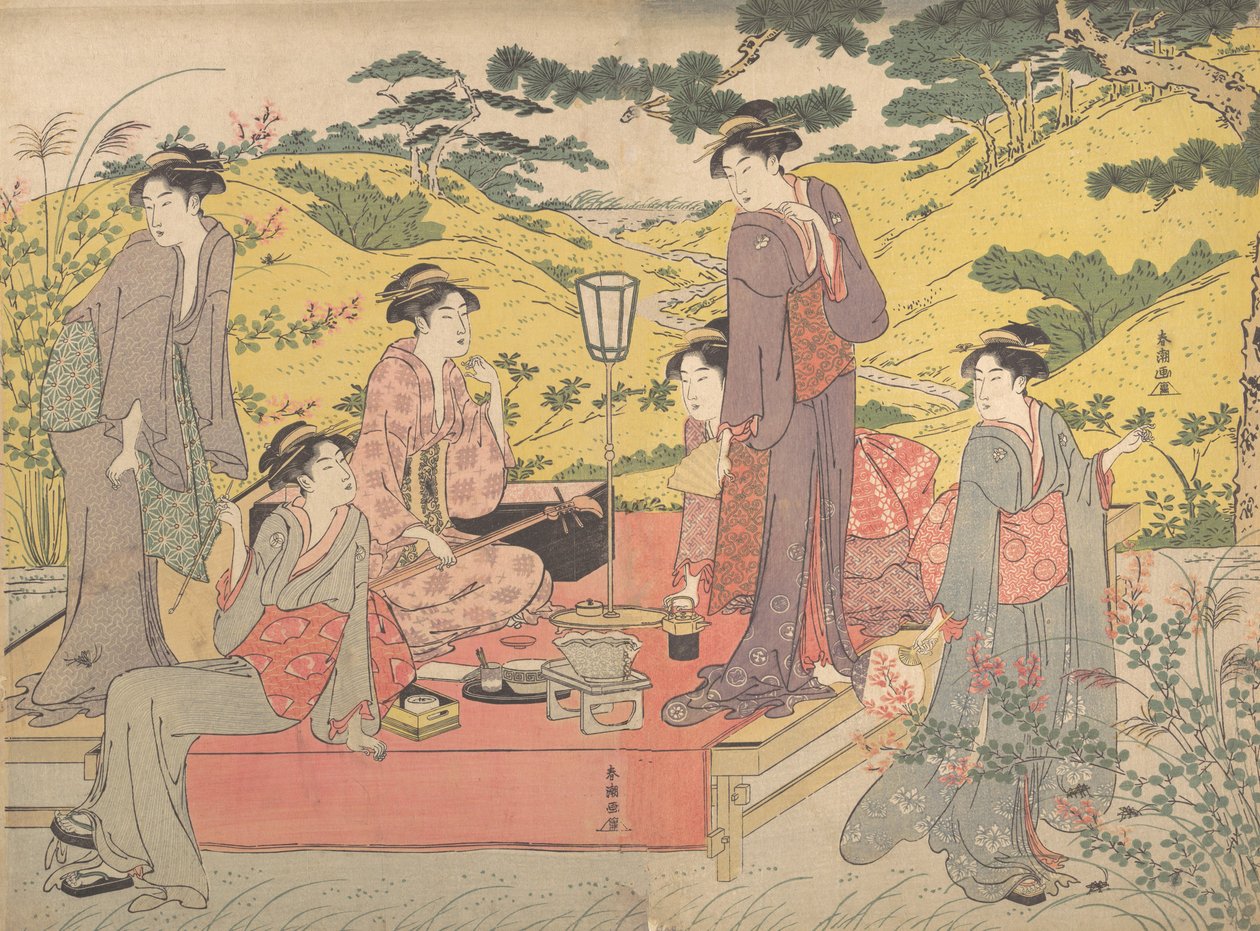 Picknick-Party in Hagidera, spätes 18. - frühes 19. Jahrhundert von Katsukawa Shuncho