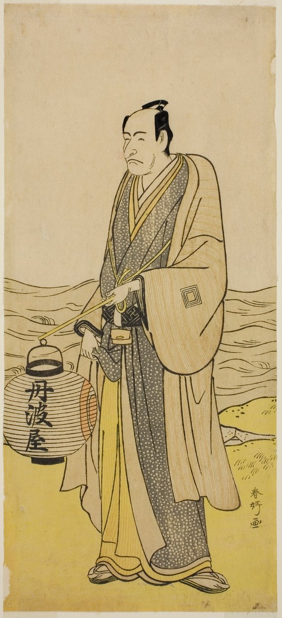 Der Schauspieler Ichikawa Danjuro V als Tambaya Suketaro im Stück On