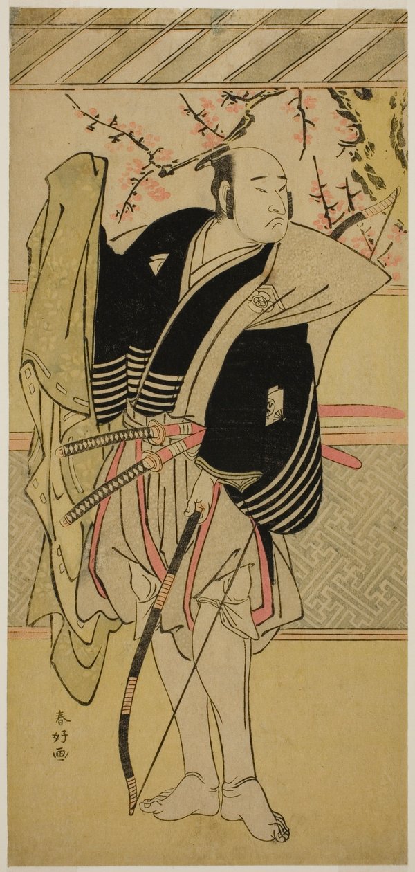 Der Schauspieler Onoe Matsusuke I als Yawata no Saburo (?) im Stück Edo no Hana Mimasu Soga (?), aufgeführt im Nakamura-Theater (?) im ersten Monat, 1783 (?) von Katsukawa Shunkо̄