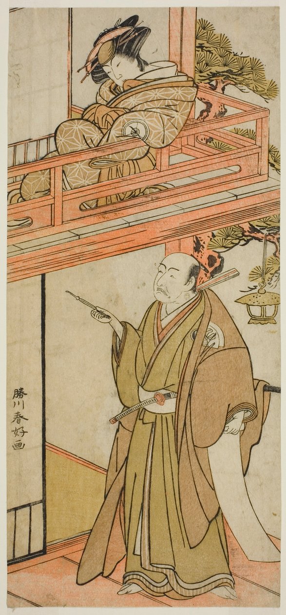 Die Schauspieler Iwai Hanshiro IV als Okaru und Onoe Kikugoro I (?) als Yuranosuke von Katsukawa Shunkо̄