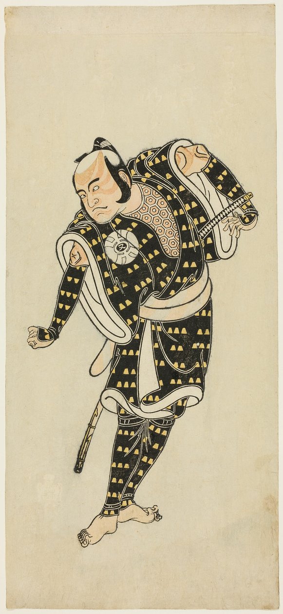Schauspieler Bandô Matatarô IV als Gempachibyôe in „Schneeflocken: Pflaumenblüten Kaomise“ („Mutsu no hana ume no kaomise“) von Katsukawa Shunsho