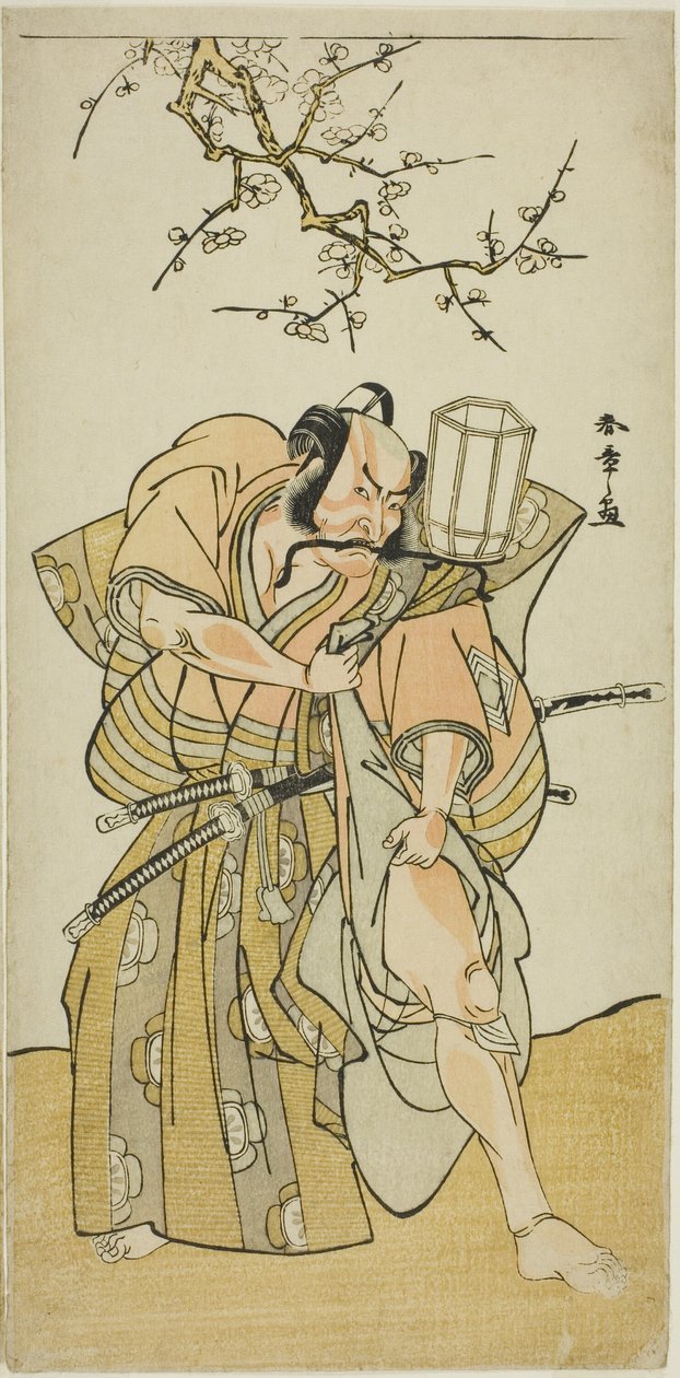 Der Schauspieler Ichikawa Danzo IV als Kamakura no Gongoro Kagemasa, in der fünften Szene des Stücks Date Nishiki Tsui no Yumitori, aufgeführt im Morita-Theater im elften Monat, 1778 von Katsukawa Shunsho