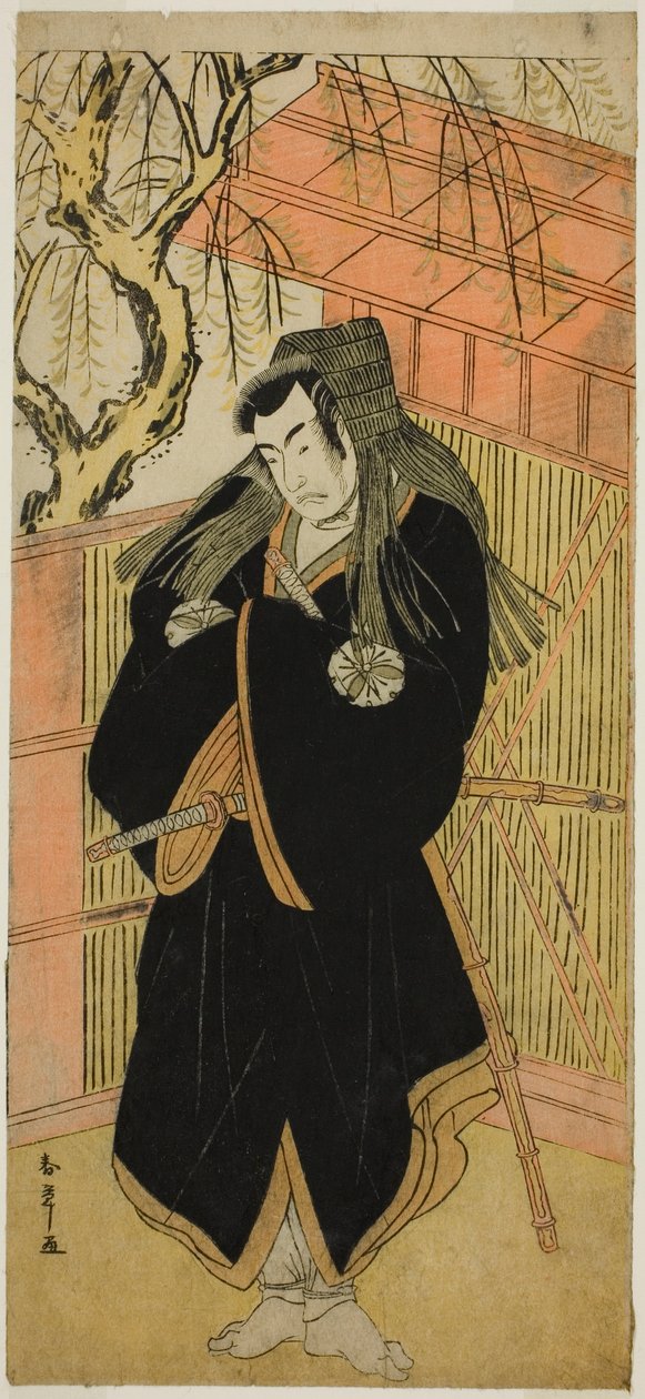 Der Schauspieler Matsumoto Koshiro IV als Matsuo-maru (?) im Stück Sugawara Denju Tenarai Kagami (?), aufgeführt im Nakamura-Theater (?) im vierten Monat, 1779 (?) von Katsukawa Shunsho
