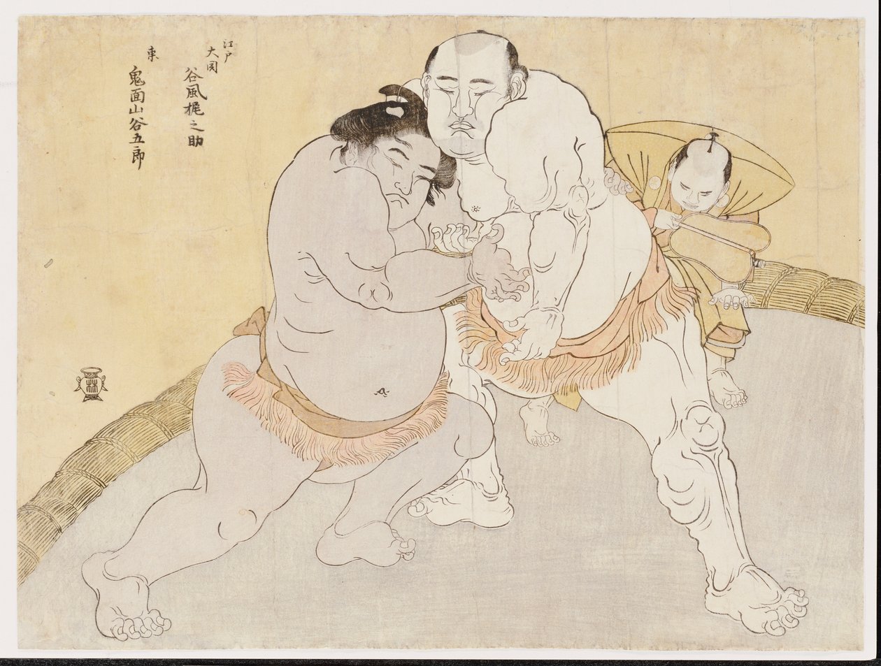 Das Match zwischen Tanikaze Kajinosuke und Kimenzan Tanigoro von Katsukawa Shunsho
