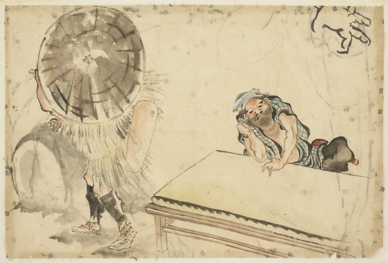 Mochi-Macher und ein Tatami-Macher (zwei Skizzen), ca. 1815-1849 von Katsushika (school of) Hokusai