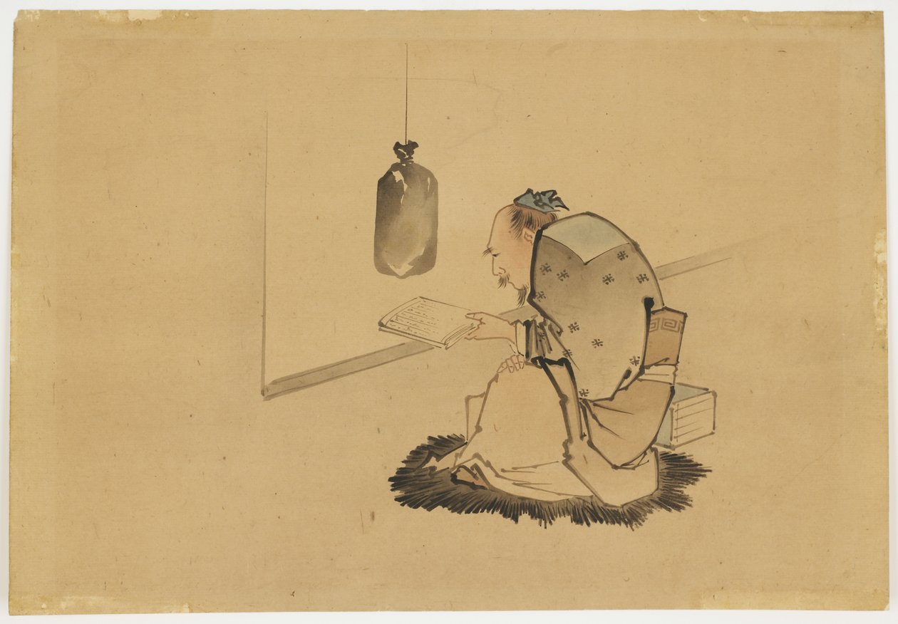 Gelehrter liest am Fenster, ca.1850 von Katsushika (school of) Hokusai