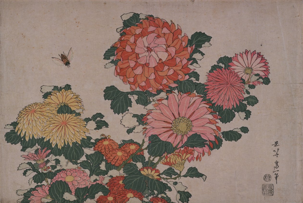 Chrysanthemen und Bremsen von Katsushika Hokusai