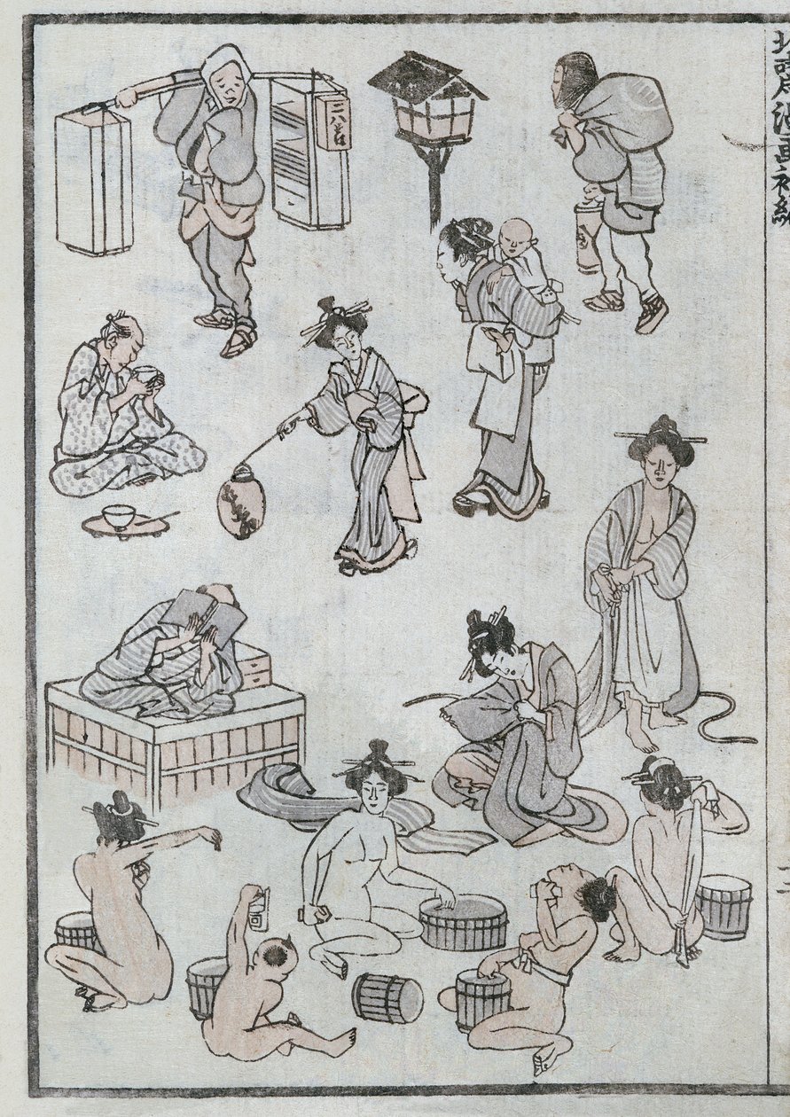 Gesten des täglichen Lebens, aus einem Manga von Katsushika Hokusai