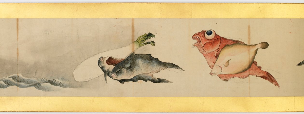 Detail einer Bildrolle mit verschiedenen Bildern, Edo-Periode, 1839 (Detail) von Katsushika Hokusai