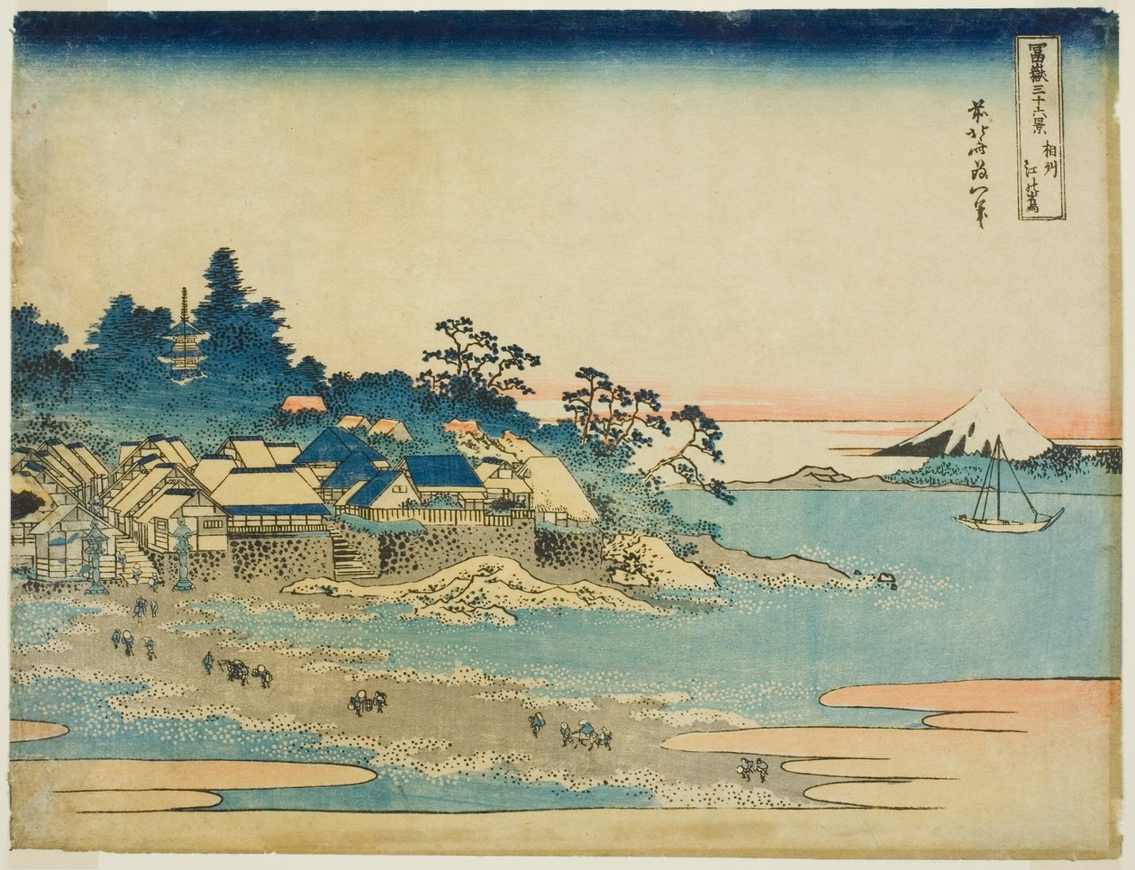 Enoshima in der Provinz Sagami, aus der Serie "Sechsunddreißig Ansichten des Berges Fuji" von Katsushika Hokusai