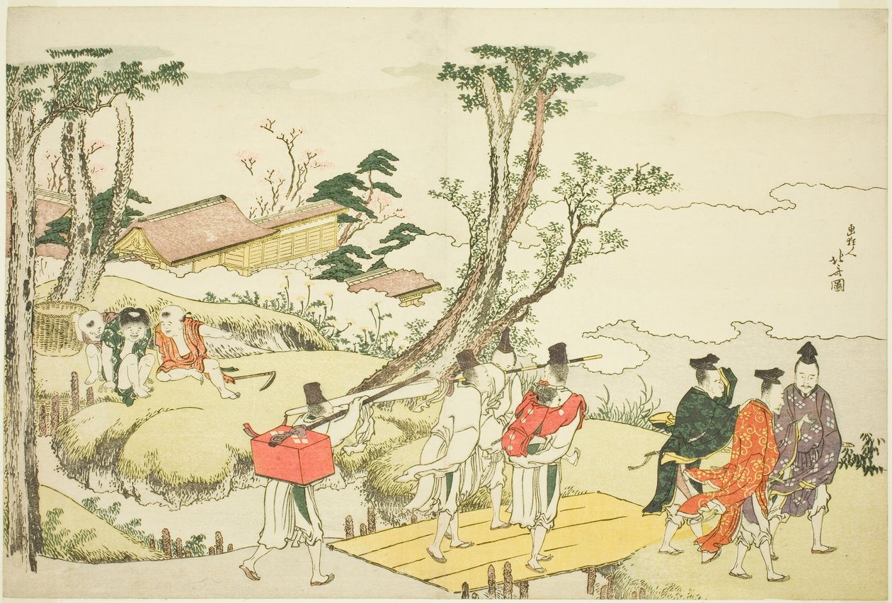 Frontispiz zum illustrierten Album "Sechsunddreißig unsterbliche Dichterinnen" ("Nishikizuri onna sanjurokkasen") von Katsushika Hokusai
