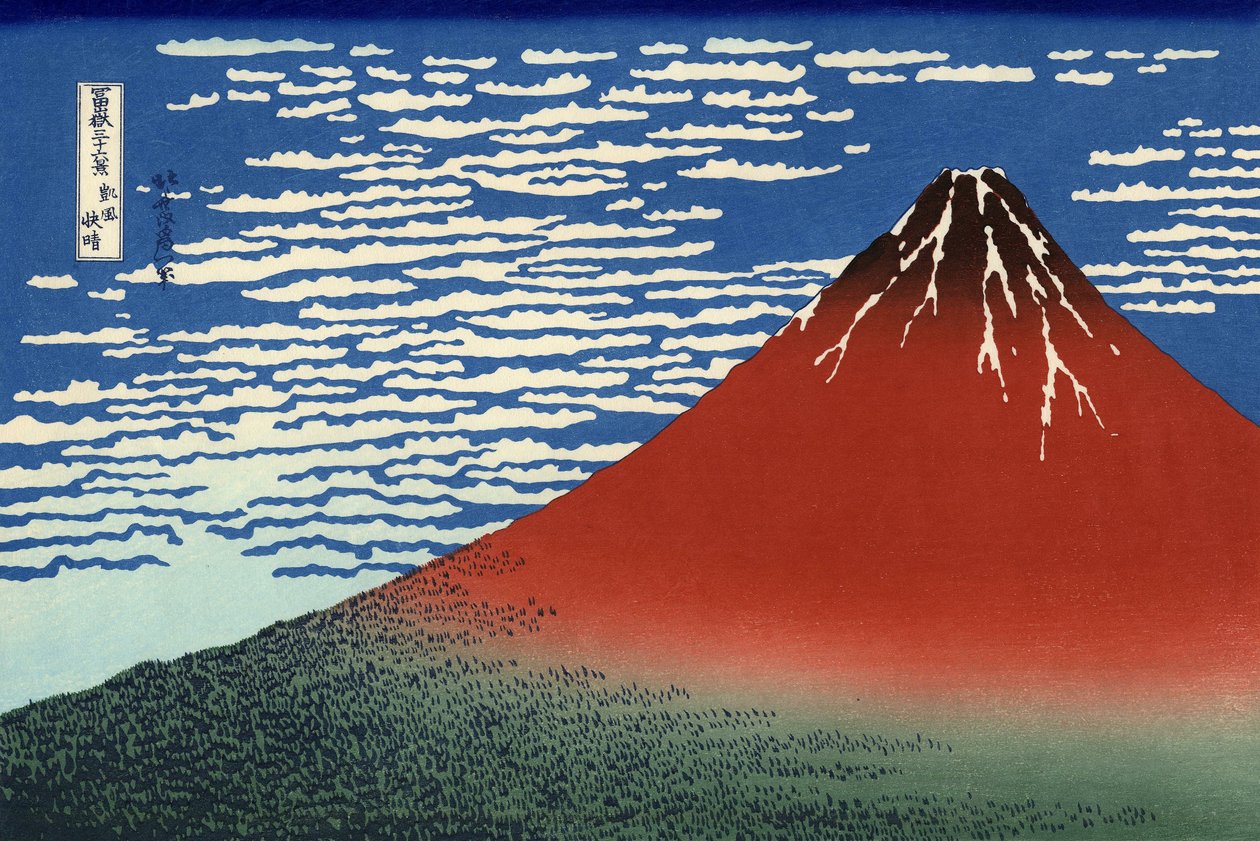 Fuji, Berge bei klarem Wetter, aus "36 Ansichten des Berges Fuji" von Katsushika Hokusai