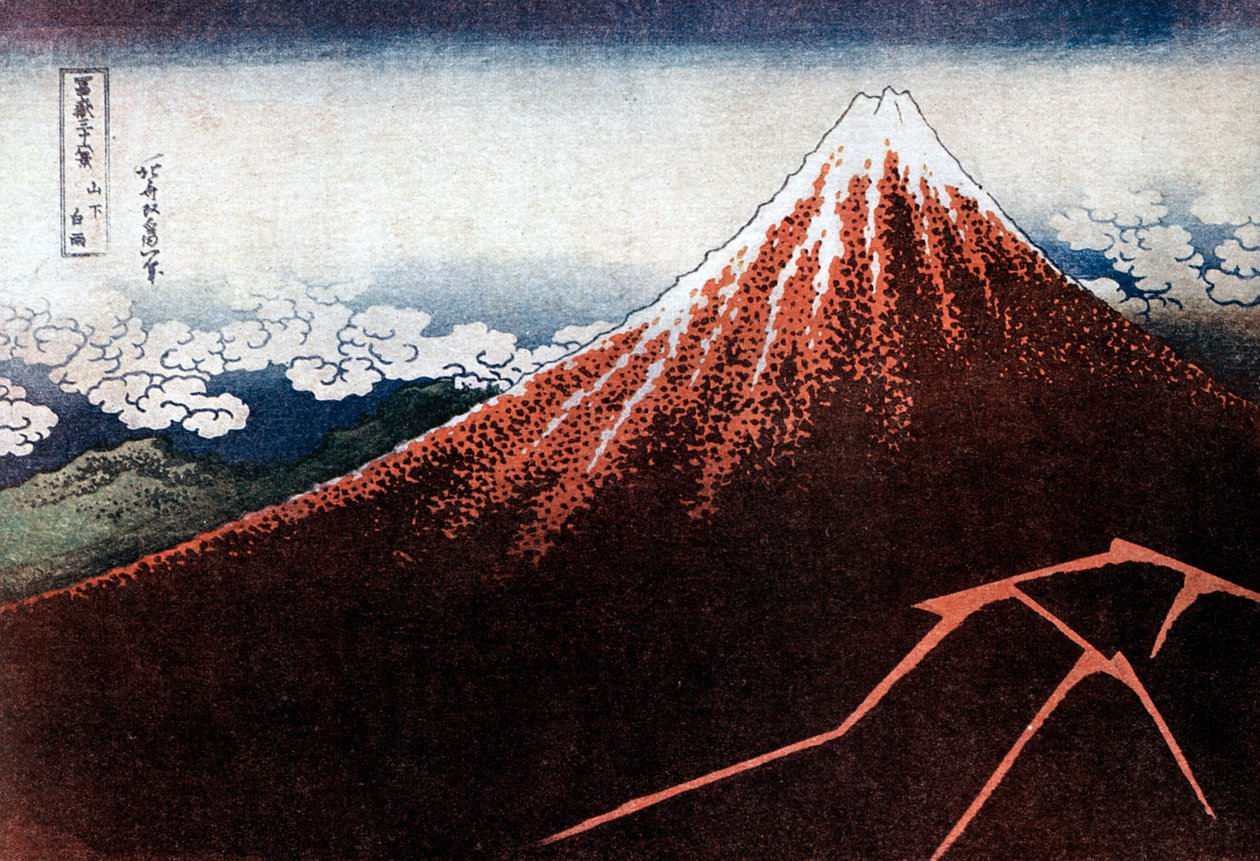 Fuji über dem Blitz, ca. 1823 von Katsushika Hokusai