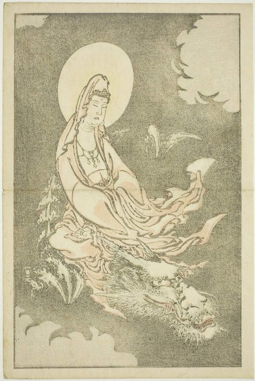 Göttin reitet einen Drachen, aus Das Bilderbuch der realistischen Malereien von Hokusai, ca. 1814 von Katsushika Hokusai