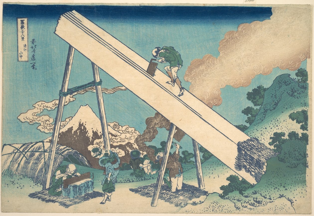 In den Bergen der Provinz Tōtomi, aus der Serie Sechsunddreißig Ansichten des Berges Fuji von Katsushika Hokusai