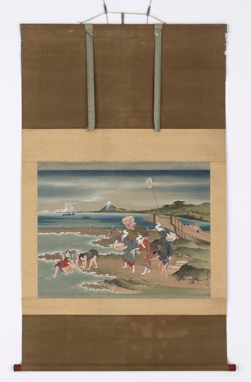 Landschaft: Muschelsammler am Ufer, spätes 18. - frühes 19. Jahrhundert von Katsushika Hokusai
